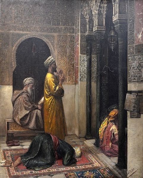 A Moment Of Prayer Oil Painting by Rudolf Johann Weisse