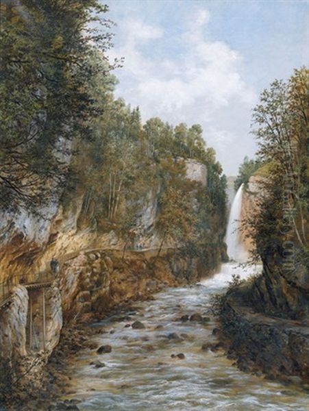 Die Taubenlochschlucht Bei Biel Oil Painting by Rudolf Johann Weisse