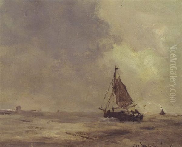 Storm Coast Of Zeeland Oil Painting by Frederic Adrianus Weissenbruch