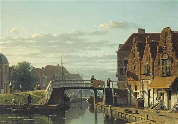 Leydshendam (a View Of The Delftsekade, Leidschendam) Oil Painting by Jan Weissenbruch