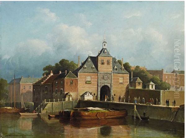 A View Of A City Gate Oil Painting by Jan Weissenbruch