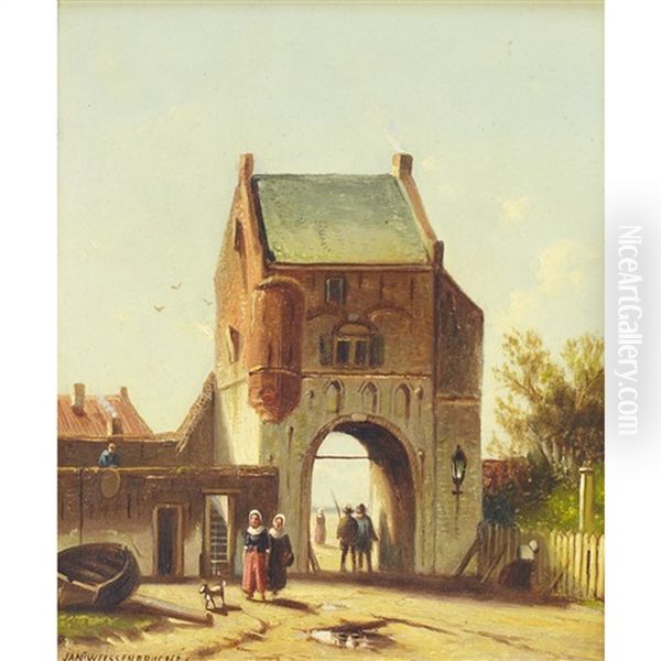 Oude Stadspoort (old City Gate) Oil Painting by Jan Weissenbruch