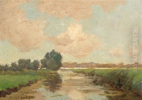 Clouds Casting Shadow Oil Painting by Jan Hendrik Weissenbruch