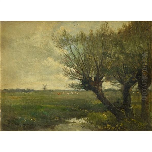 The Three Willows Oil Painting by Jan Hendrik Weissenbruch