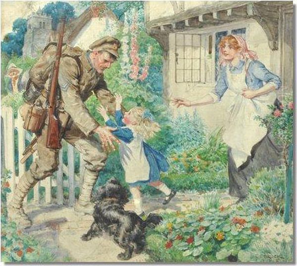 The Soldier's Return Oil Painting by Charles Edmund Brock