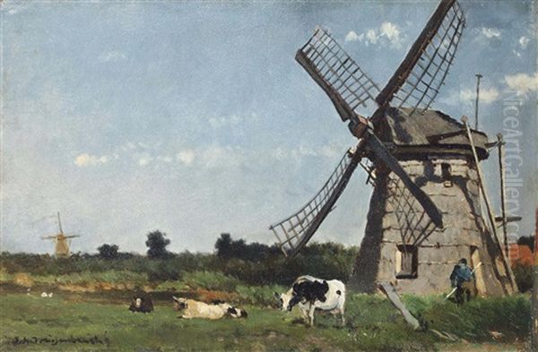 The Mill Oil Painting by Jan Hendrik Weissenbruch