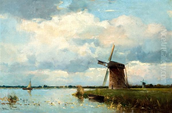 Molen Aan Poldervaart Oil Painting by Willem Johannes Weissenbruch