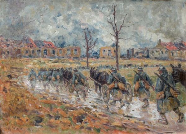 Verdun 1917 Oil Painting by Charles Louis Auguste Weisser