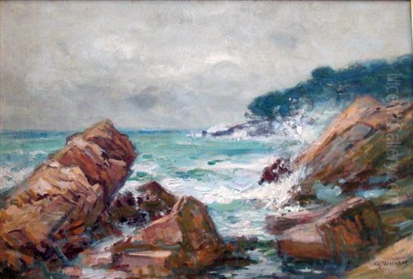 Bord De Mer Oil Painting by Charles Louis Auguste Weisser