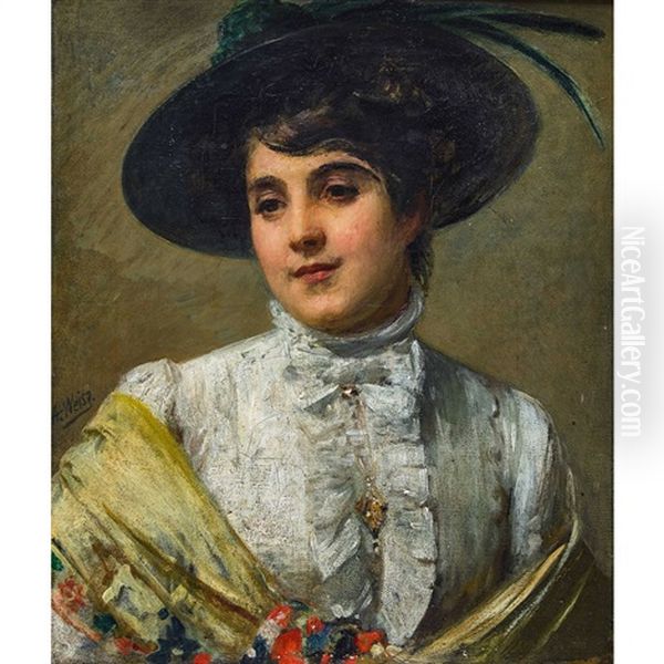 Bildnis Einer Jungen Frau Oil Painting by Adolphe Weisz