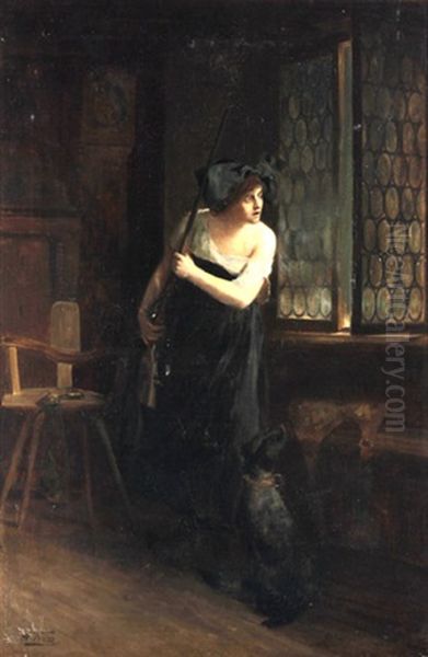 Frau Und Rauber Oil Painting by Adolphe Weisz