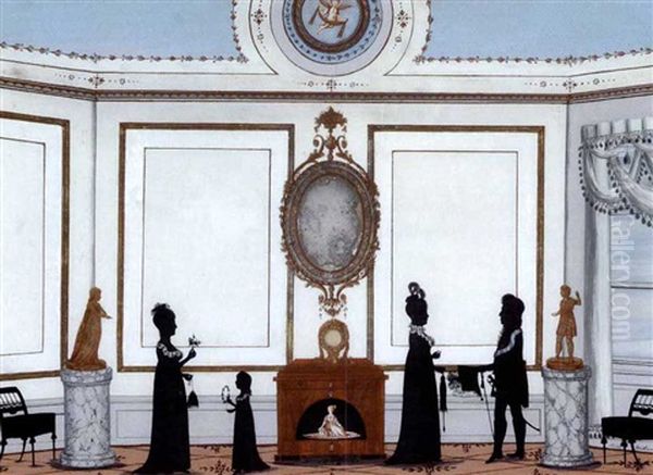 Interior Fra De Kongelige Gemakker Med Frederik Vi, Dronning Marie Sophie Frederikke Samt Deres To Dorte, Kronprinsesse Caroline Og Prinsesse Wilhelmine Maria Oil Painting by Joachim Gottfried Wilhelm Weitlandt