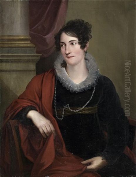 Portrait De Dame Au Chale Rouge Oil Painting by Friedrich Georg Weitsch