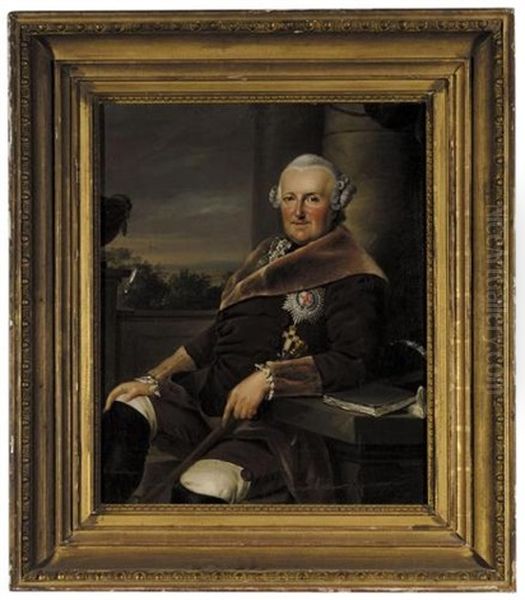 Portrait Of Ferdinand Duke Of Brunswick-wolfenbuttel (after Johann Georg Ziesenis) Oil Painting by Friedrich Georg Weitsch