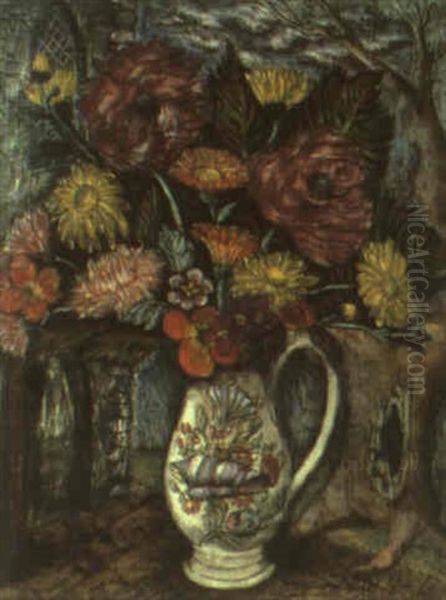 A 'gothick' Flower Picture Oil Painting by Denton Welch