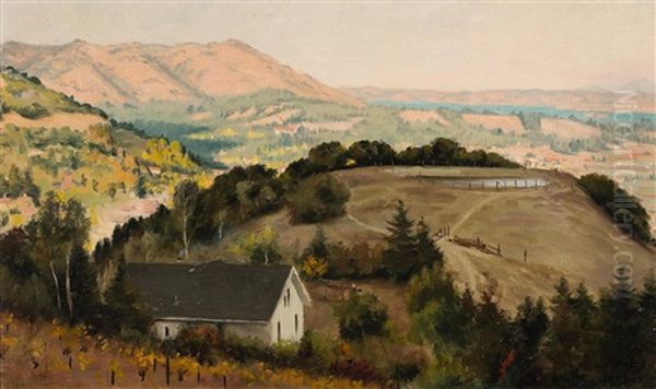 Kelseyville, Overlooking Clear Lake Oil Painting by Ludmilla Pilat Welch