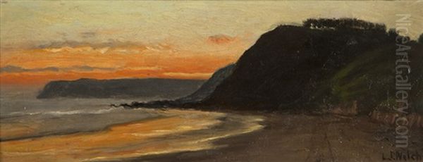 Beach At Summerland Oil Painting by Ludmilla Pilat Welch