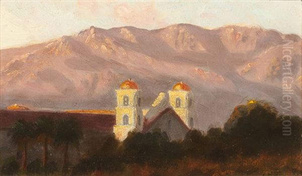 Santa Barbara Mission Oil Painting by Ludmilla Pilat Welch