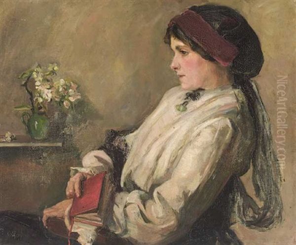 Portrait Of A Lady In An Interior Oil Painting by Harriet Weldon