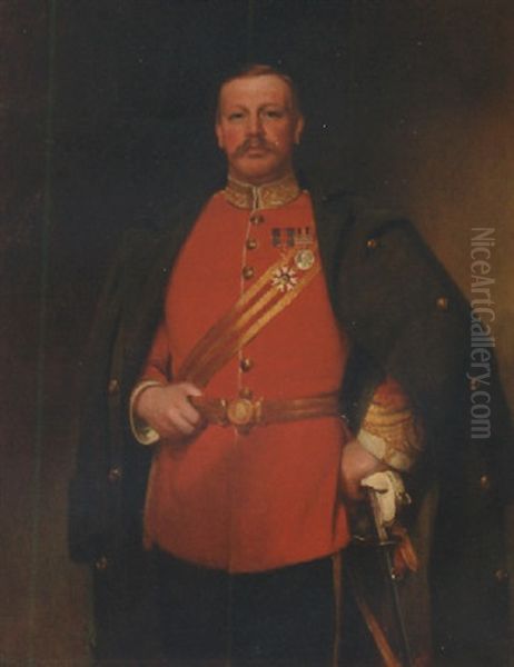 Portrait Of Colonel Francis Charrington In Uniform Of The South Staffordshire Regiment And Wearing The South African Medal With Three Clasps by Henry Tanworth Wells