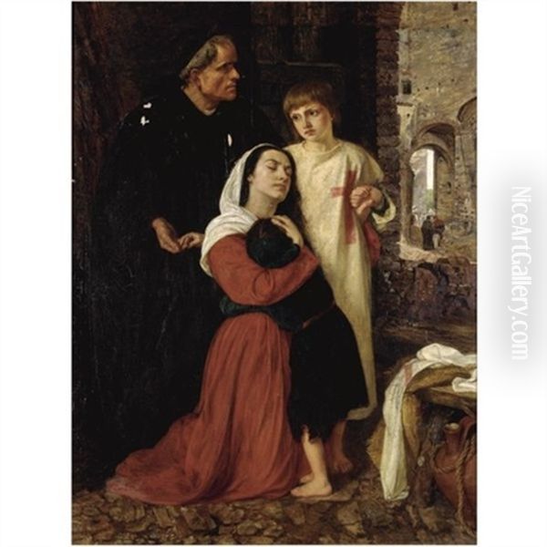 The Departure - An Episode Of The Child's Crusade, 12th Century Oil Painting by Joanna Mary (Boyce) Wells