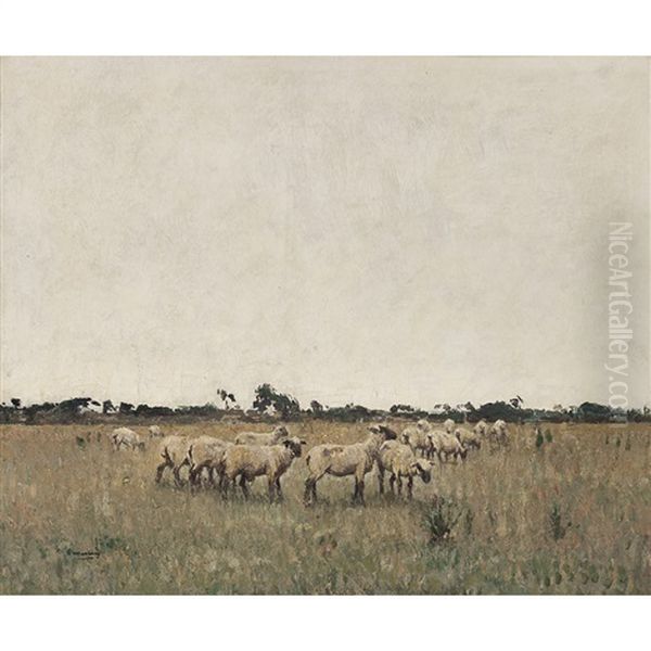 Sheep Grazing Oil Painting by William Page Atkinson Wells