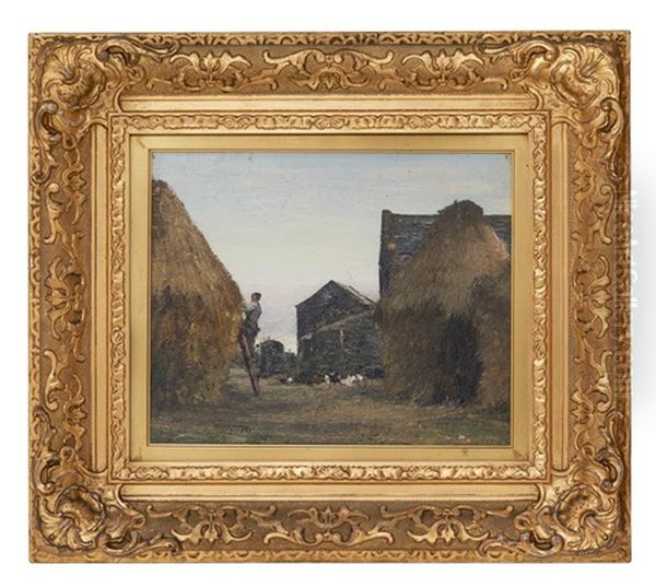 Stacking Hay Oil Painting by William Page Atkinson Wells