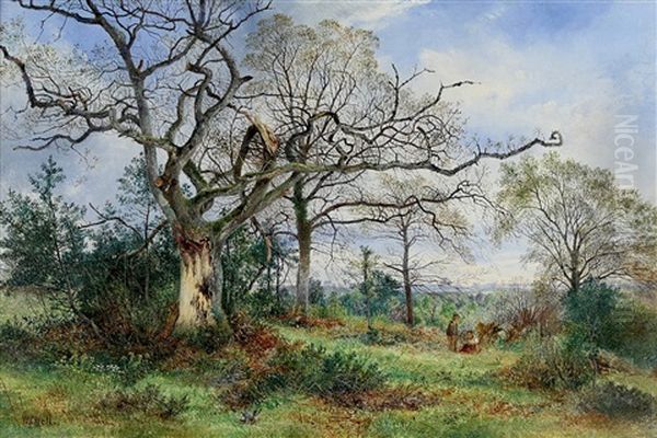 Pre-raphaelite Landscape Oil Painting by William Page Atkinson Wells