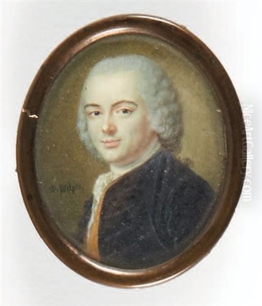 Portrait De Jeune Homme A L'habit Bleu Oil Painting by Jean Daniel Welper