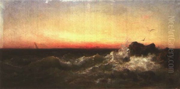 Brandung Bei Sonnenuntergang Oil Painting by Charles Feodor Welsch