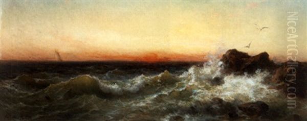 Abendliche Meeresbrandung Oil Painting by Karl Friedrich Christian Welsch