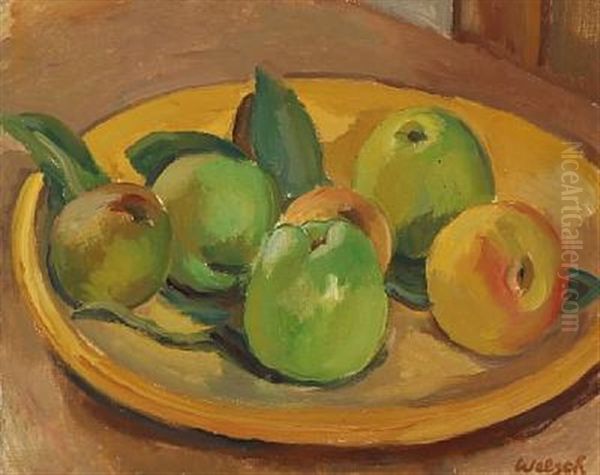 Pommes S/assiette Oil Painting by Paul Welsch