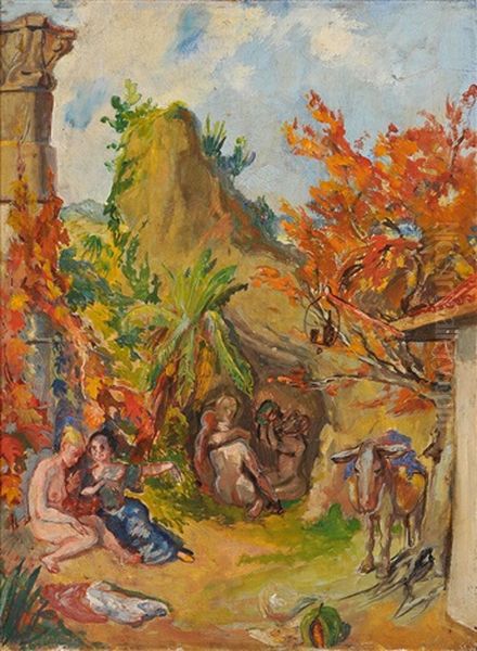 Bacchusfest In Einer Hohle Am Aventin Oil Painting by Albert Welti