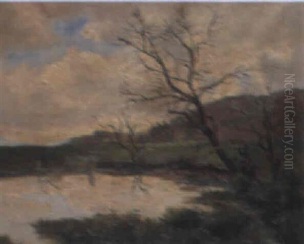 Landschaft Mit Teich Oil Painting by Albert Welti