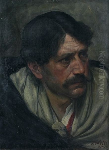 Portrait Eines Kunstlerkollegen(?) Mit Schwarzem Umhang by Jakob Friedrich Welti