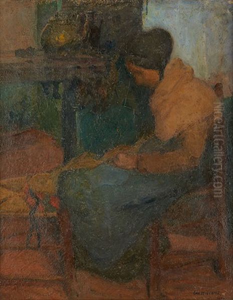 La Tricoteuse Oil Painting by Ernest Welvaert