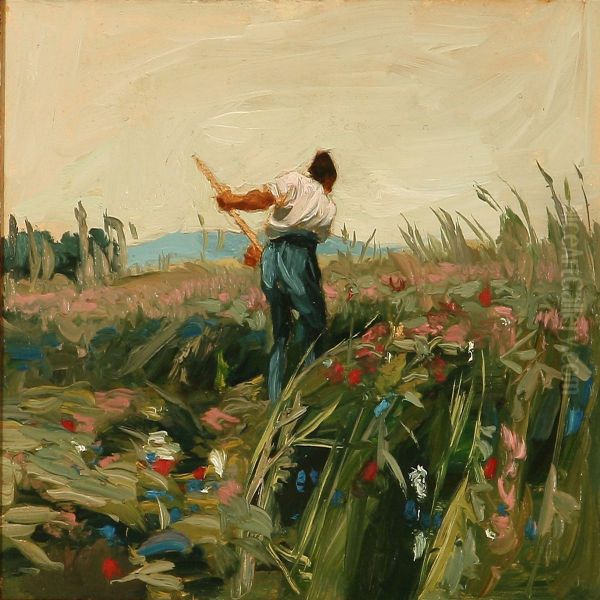 A Farmer In Normandy Oil Painting by William Brock