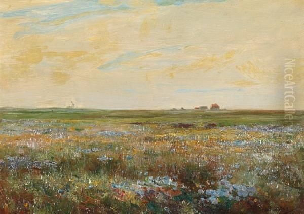 Meadow Landscape Oil Painting by William Brock