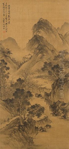 Landscape In Yuan Style Oil Painting by  Wen Boren