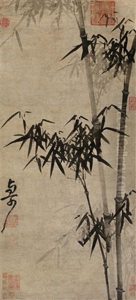 Ink Bamboo Oil Painting by  Wen Tong