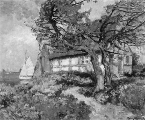 Fischerhaus Am Bodden Oil Painting by Karl Wendel