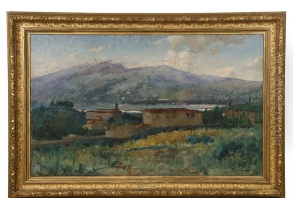 Italian Lake Villas Oil Painting by Theodore Wendel