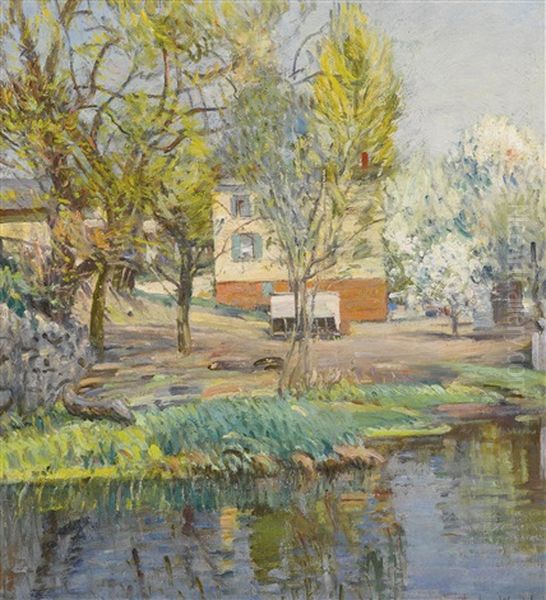 House By The River Oil Painting by Theodore Wendel