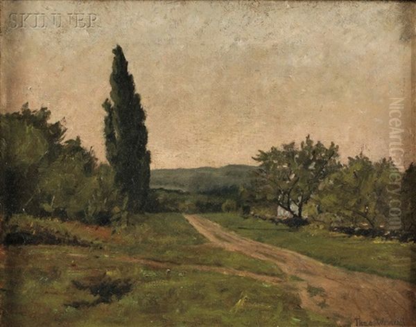 French Landscape With Cypress Tree Oil Painting by Theodore Wendel