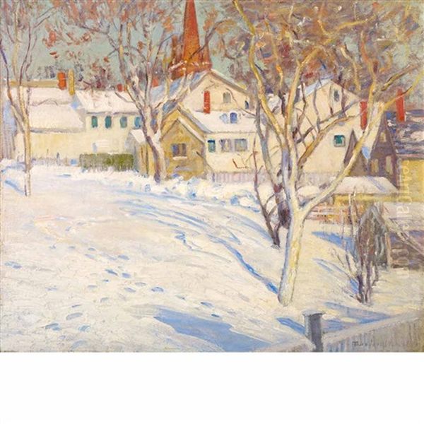 Town Hill, Ipswich - Winter Sunlight Oil Painting by Theodore Wendel