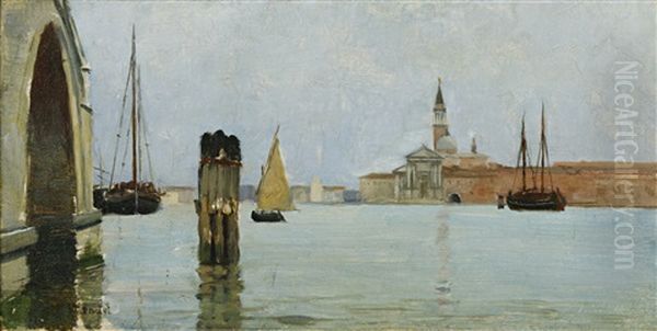 San Giorgio Maggiore And The Campanile Seen Across The Venetian Lagoon Oil Painting by Theodore Wendel