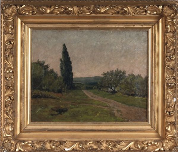 French Landscape With Cypress Tree Oil Painting by Theodore Wendel