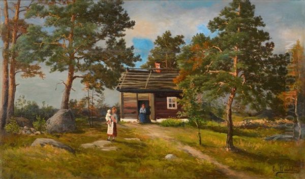 Cottage People Oil Painting by Ernst Wendelin