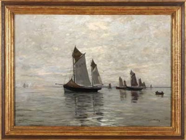 Auslaufende Fischerboote Oil Painting by Gustav Wendling