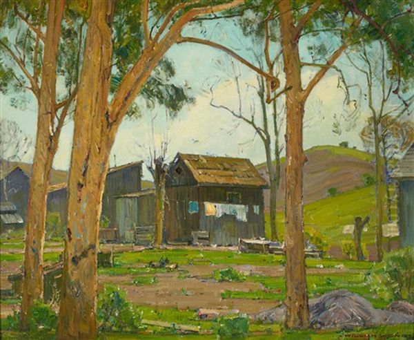 Wash Day At Wendt's Cabin In Trabuco Canyon Oil Painting by William Wendt